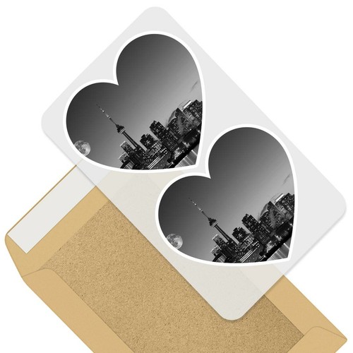 2 x Heart Stickers 7.5 cm - BW - Toronto Canada City Landscape #35506 - 第 1/9 張圖片