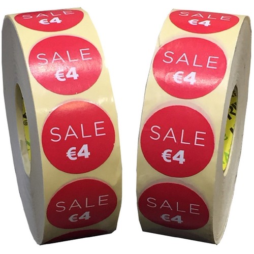 2000 x 'VENDITA € 4' Adesivi Negozio Autoadesivi Vendita Etichette Prezzo 35mm - Foto 3 di 5