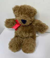 FAO Schwarz Fluffy Teddy Bear Plush Brown Signature Bow 15" Cloth Nose