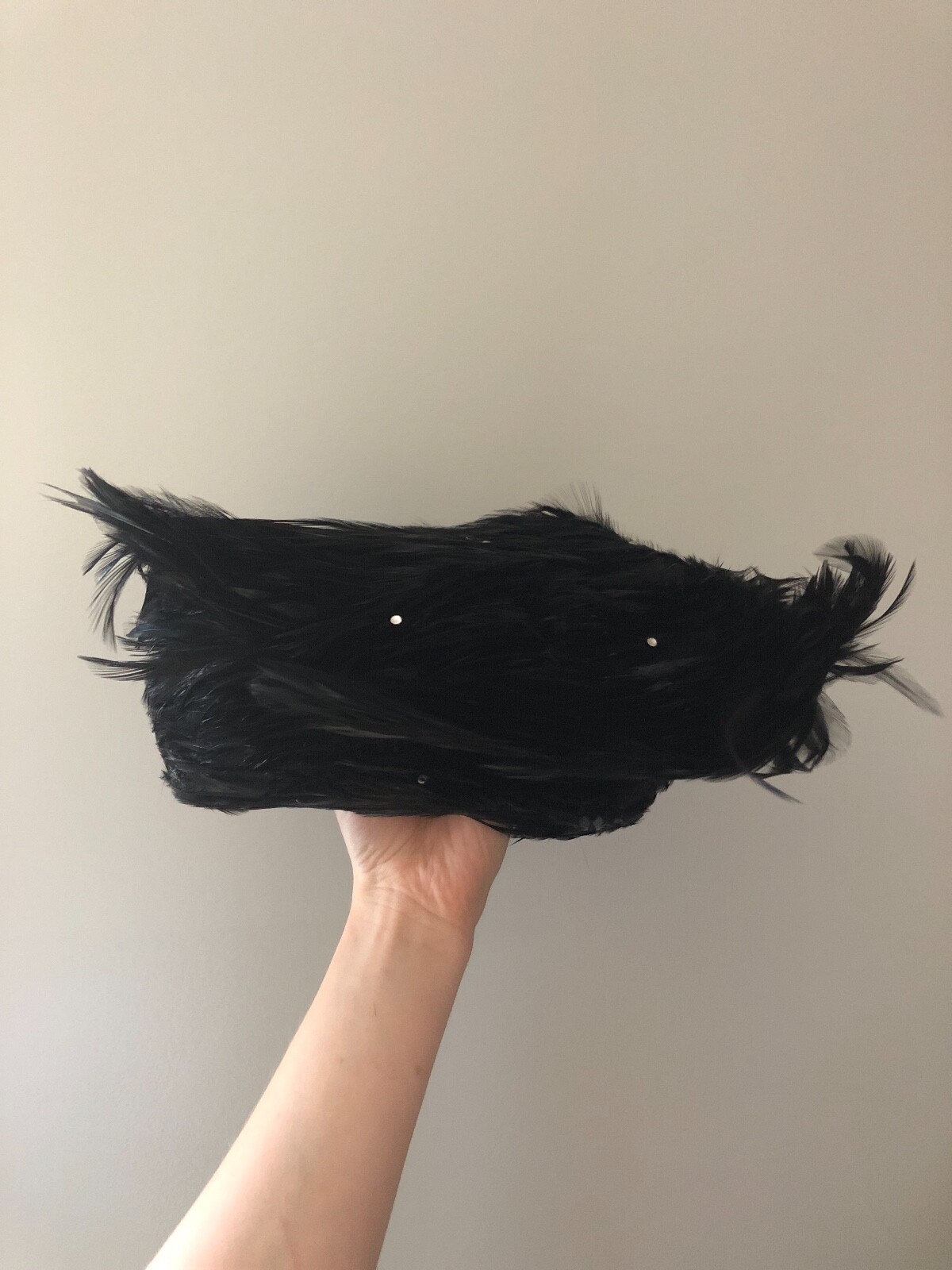 Vintage woman's black hat with feathers and sequins. Jack McConnell, Wool base image 2