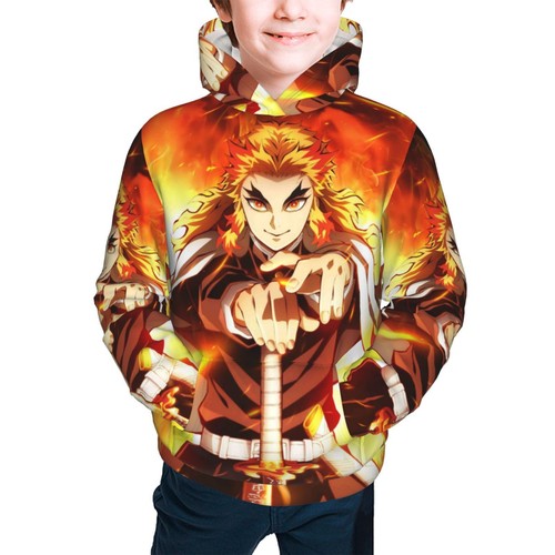 Demon Slayer Anime Youth Pullover Hoodie Casual Hooded Sweatshirts with Pocket - Picture 21 of 46
