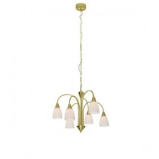 Wofi LED Pendelleuchte Casa 6 flammig je 5W Messing Glas Höhe 150cm Ø50cm 430lm