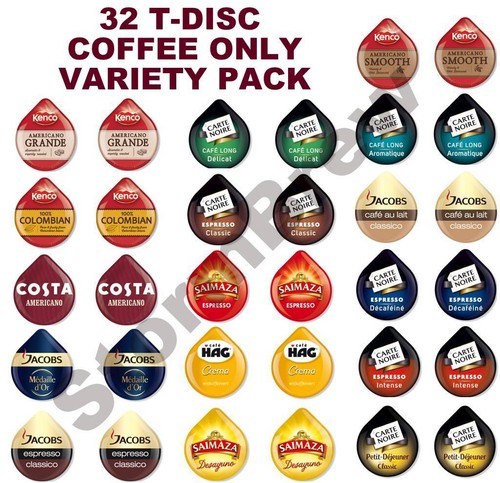 32 TASSIMO T DISCS COFFEE ONLY VARIETY 
