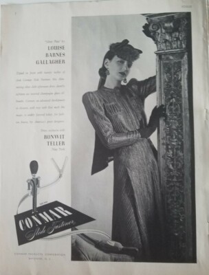 1939 womens Louise Barnes Gallagher dress conmar zipper Bonwit Teller vintage ad