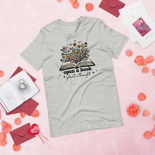 Reading Open a Book Plant a Thought Library Unisex t-shirt Made in USA - Picture 12 of 14