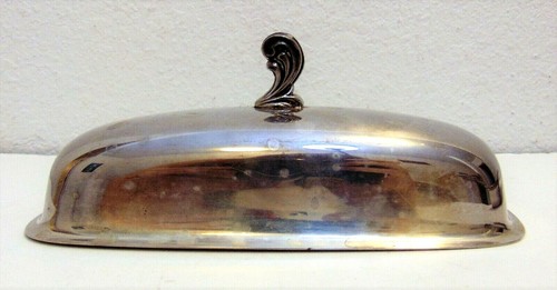 Silverplate Butter Cover Dish with Glass Tray Insert Kitchen Decor Ornate - Picture 7 of 7