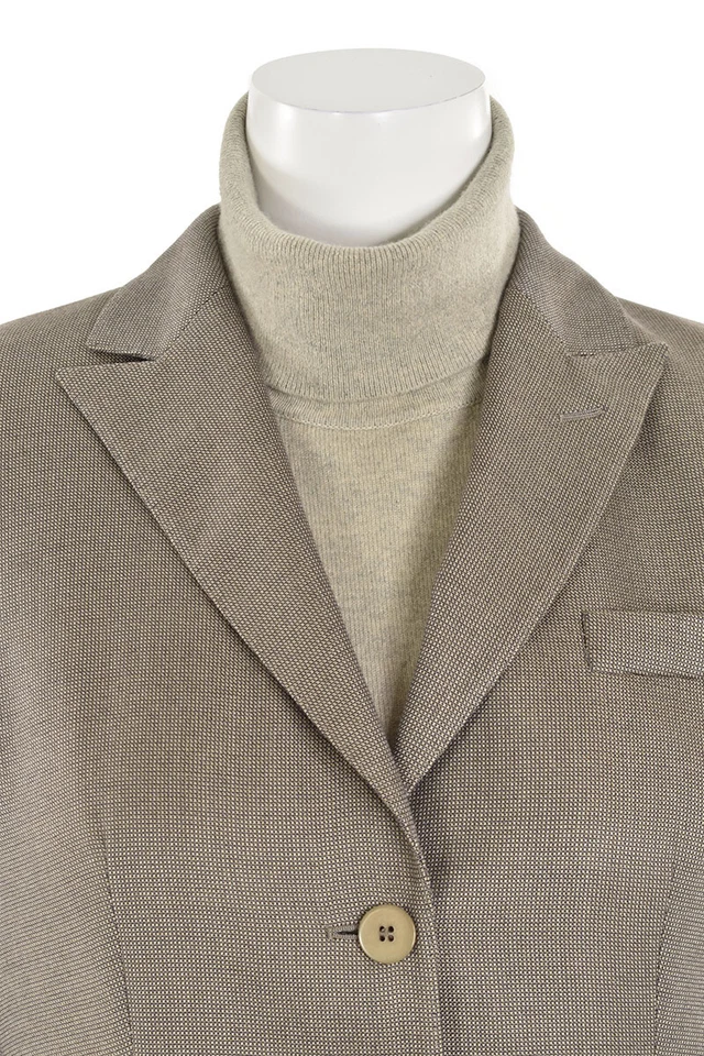 Chaqueta blazer para mujer Armani Collezioni color topo ojo de pájaro mezcla seda/cachemira talla 14 Foto 4 de 4