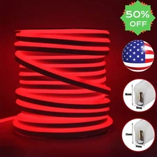 Red 110V IP67 LED Neon Rope Light Strip Waterproof Tube Building Floor Bar Decor