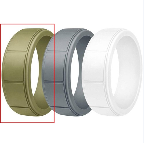 Silicone Rubber Wedding Square Band Ring Flexible Comfortable Work Sport Gym 8MM - Picture 7 of 11