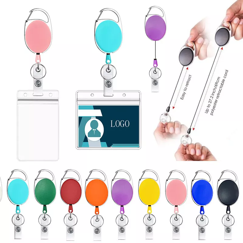 ID Badge Holder Retractable Reel Nurse Key Ring Chain Lanyard Name