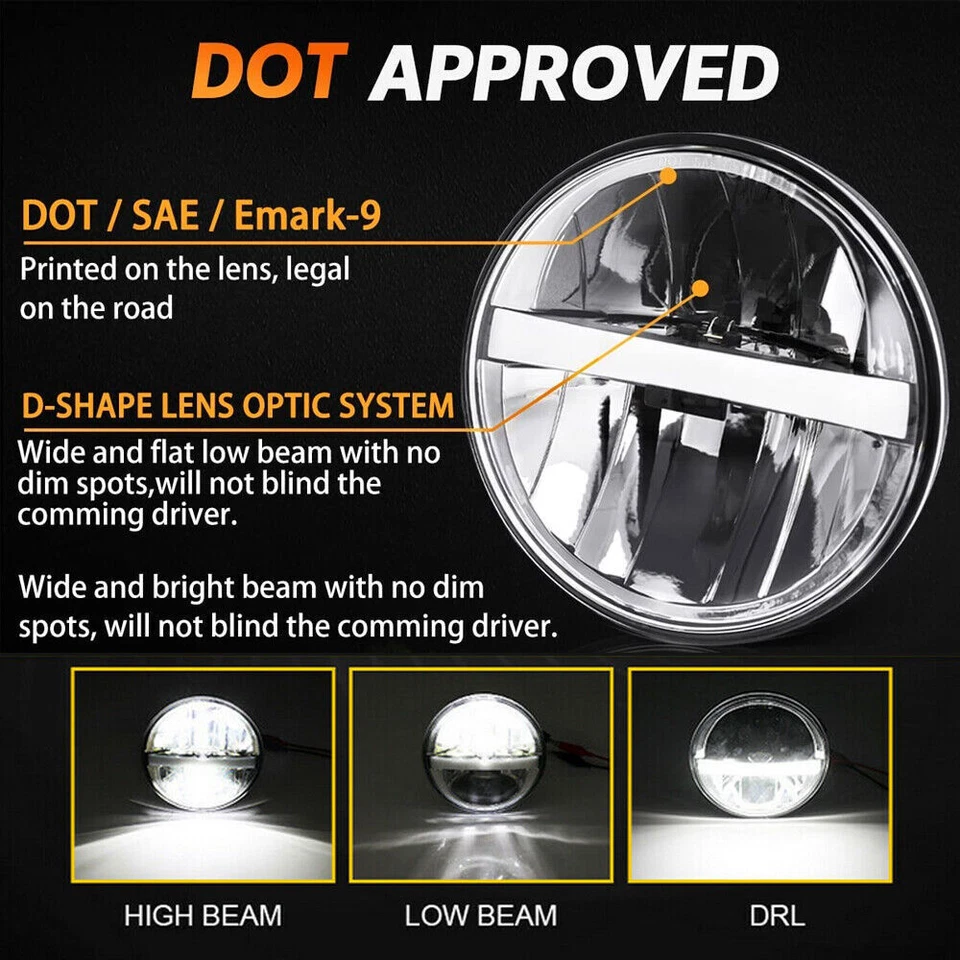 4PCS 5-3/4 5.75" LED Headlights Hi/Lo With DRL For Chevrolet Chevelle 1964-1970 - Image 2 of 4