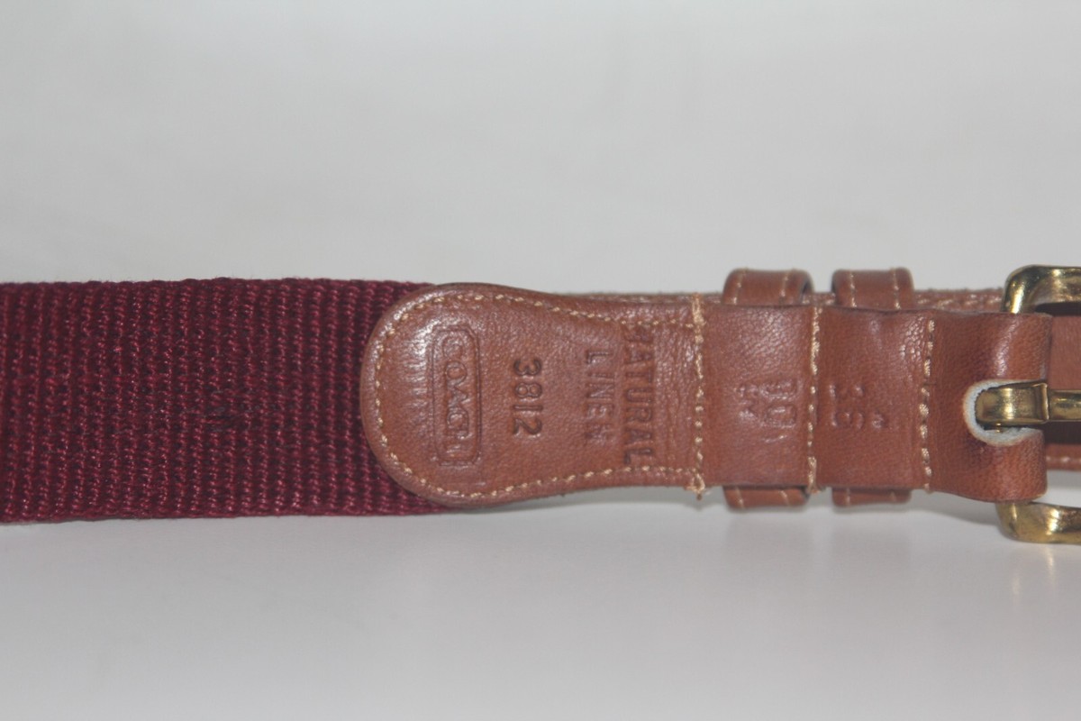 Vintage 1980s–1990s Coach Red Leather Belt – Made in USA – Solid Brass – 34” Coach Canvas & Brown Leather Size 34 main image 2