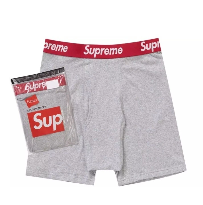 Lot de 2 boxers slips Supreme Hanes taille L grand gris bruyère SS24 sous vêtement