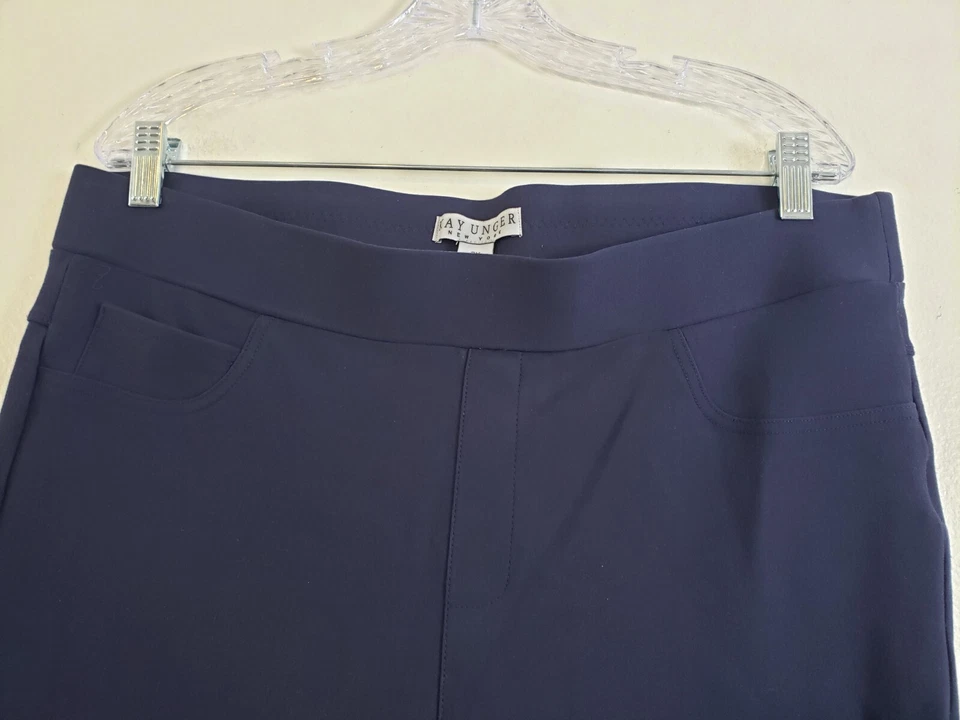 (D4) Pantalones para mujer Kay Unger New York talla 2X azules elásticos al tobillo Foto 2 de 4