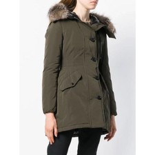 Moncler Monticole Fur-trimmed Twill Coat In Dark Green Size Small Down Parka