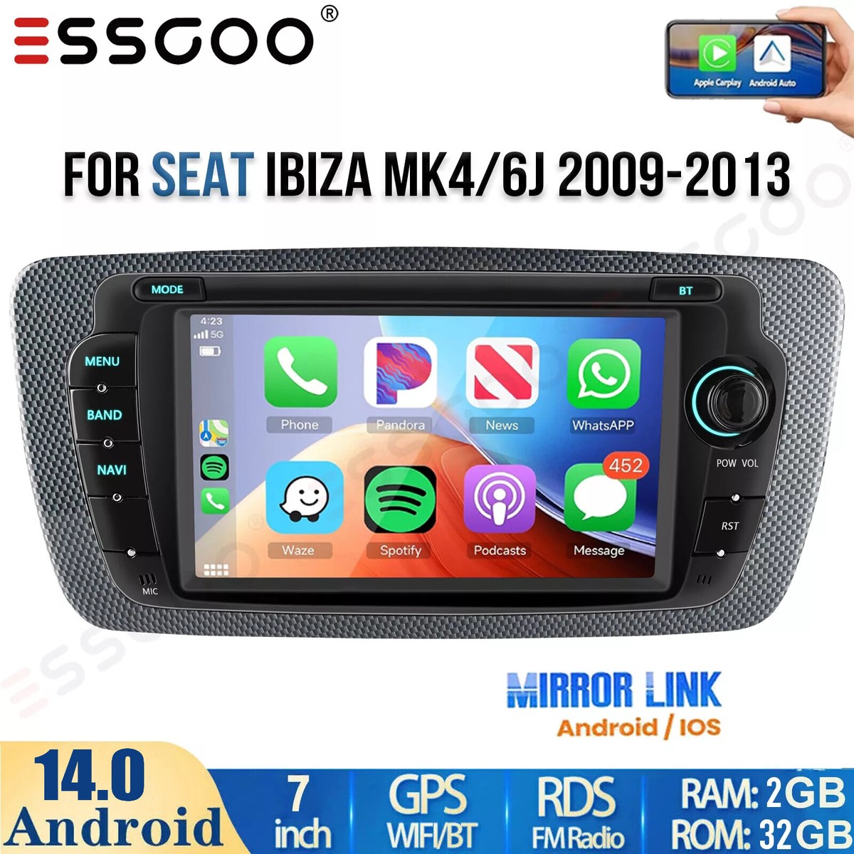 Autoradio Android 15 Pour Seat Ibiza 2012-2015 - 8 Cœurs, 4G+WiFi, 4Go+64Go - CarPlay/Android Auto, écran 9" - 3