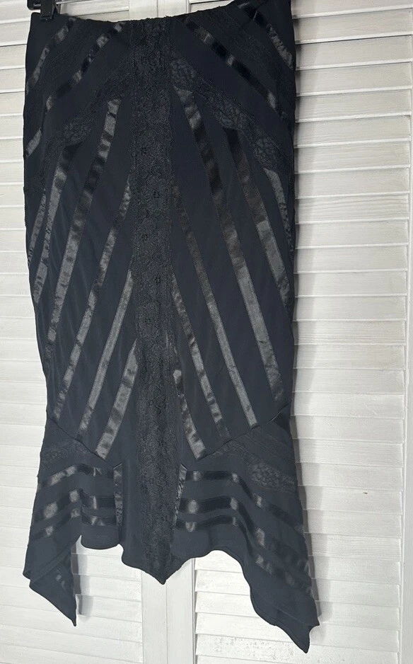 Falda Sirena Lápiz De Colección Y2K Express Encaje Negro Asimétrico Whemsigoth Corpcore S Foto 3 de 4