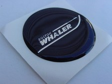 BOSTON WHALER STEERING WHEEL EMBLEM  BLACK & CHROME 1-3/4" ACROSS NEW ! ROUND