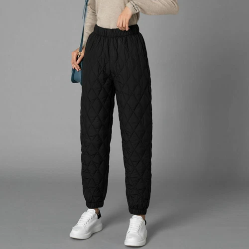 Women Thick Pants Padded Quilted Thermal Trousers Elastic Waist Sweatpants Grey - Bild 22 von 32