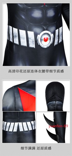 Comic Batman Beyond Cosplay Jumpsuit Costumes Men Bodysuit Mask Helmet Halloween - Picture 3 of 20