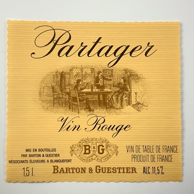 Partager Vin Rouge Barton & Guestier France Red Wine Label CC934