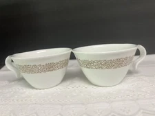 Corelle by CORNING set of 2 tea cups gold hook handle woodland floral Vintage