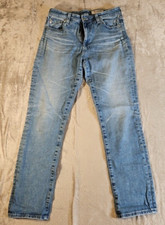 AG Ag-ed Denim Jeans 29R Straight Womens White washed Stretch USA Made, good....