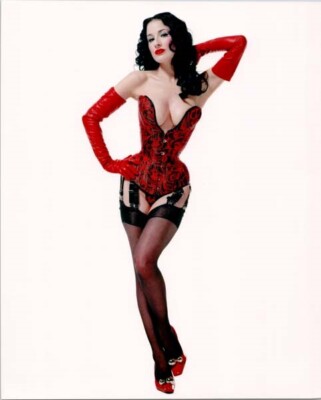 Dita Von Teese full body pin-up in red corset and stockings 8x10 inch photo  | eBay