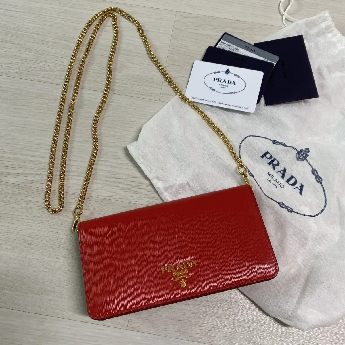 Prada Red Mini Chain Crossbody Bag Authentic Luxury