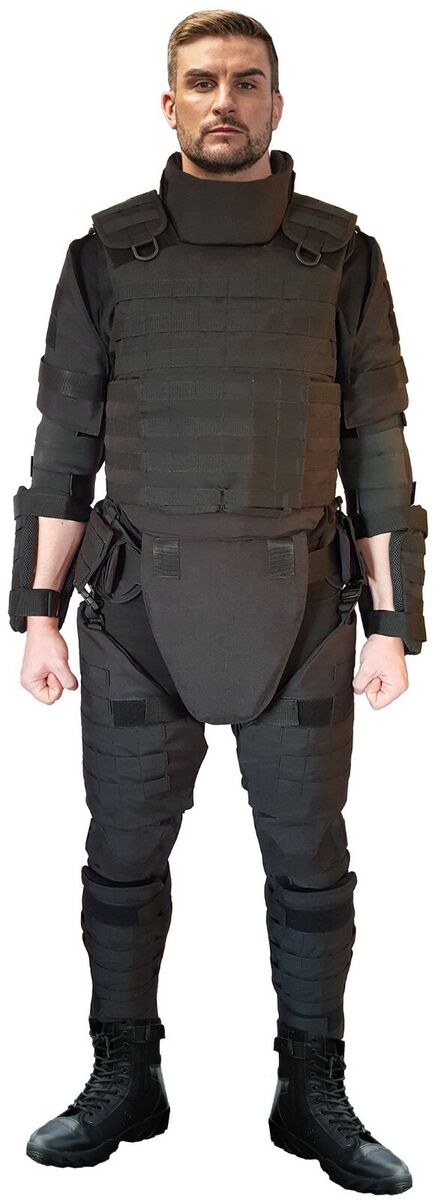 Black set of Body Armor Gear Protection: bulletproof Tactical vest