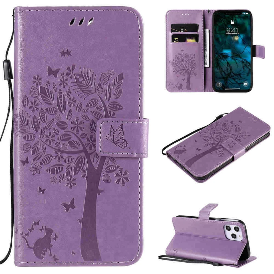 For iPhone 12 Pro Max Mini 11 XR SE 6s 7 8 Wallet Flip Leather Phone Case Cover - Image 2 of 4