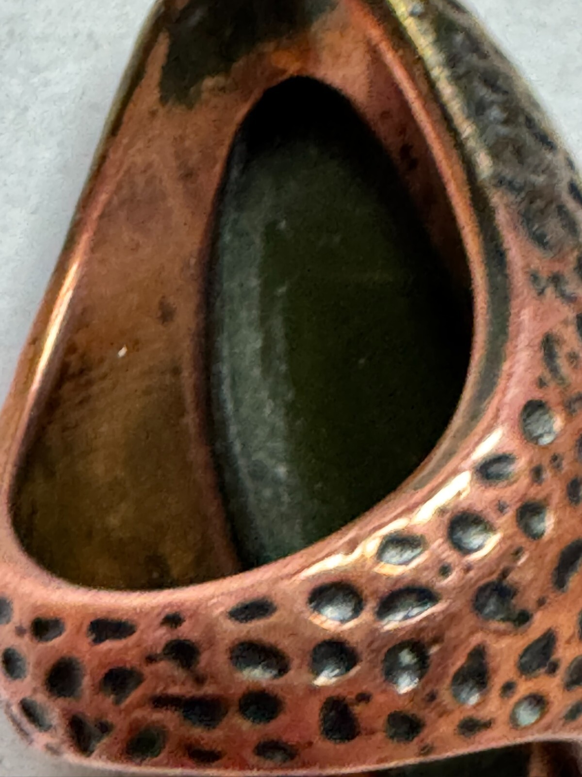 Copper Ring Jade Gemstone Solid 1930s Vintage Art… - image 5