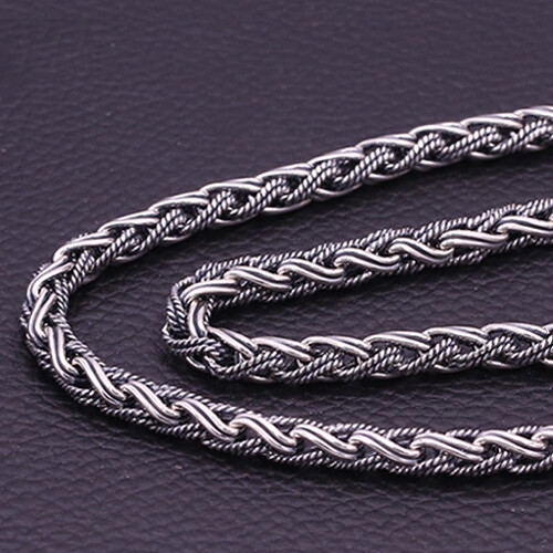 Huge Heavy Real 925 Sterling Thai Silver Braided Rope Chain Men