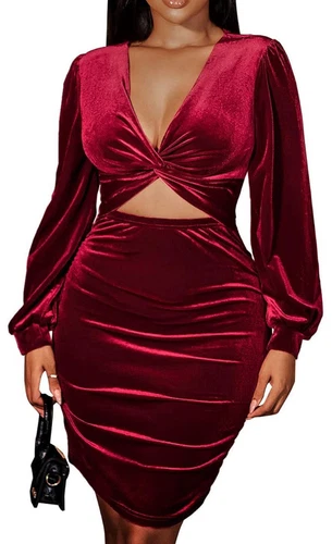 Heila Velvet Long Sleeve Bodycon Dress SZ Large