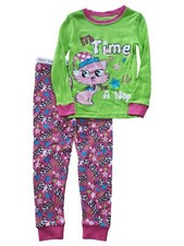 Toddler Girls Time For A Nap Glitter Cat Kitten Cotton 2 Pc Pajama PJ Set