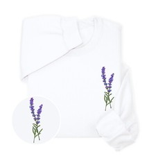 Lavender Embroidered Hoodie Sweatshirt, Floral Gift for Plant Lovers