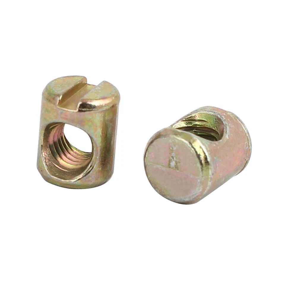 50pcs M5x10mm gelb verzinkt Kreuz Dübel geschlitzt Fass Zylinder Mutter - Bild 2 von 3