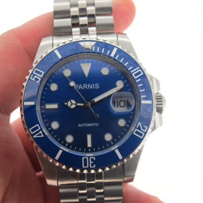 40mm Parnis Sapphire Miyota Automatic Movement Men Watch Blue Dial