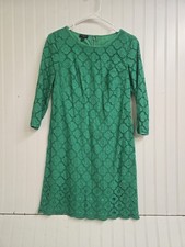 Talbots Dress Womens Size 2P (petite) Eyelet Lace Floral Green Shift Cotton
