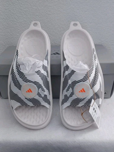 Nuove slide da donna Adidas x Stella McCartney ~ bianche nere ~ prezzo al pubblico consigliato $ 90 ~ taglia 9