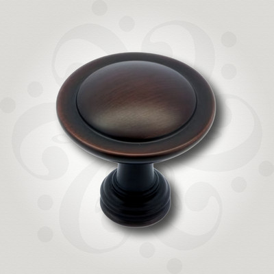 Allen Roth Aged Bronze Cabinet Knob 1-1/4  Round Transitional Stepped Zinc Hardw