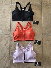 3 PAIR NIKE PRO COMBAT DRI-FIT FRONT ZIP COMPRESSION SPORTS BRA WOMENS SIZE M