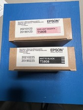 2 Genuine Epson 3880 Printer Ink Vivid Light Magenta T580B  Matte Black T5808