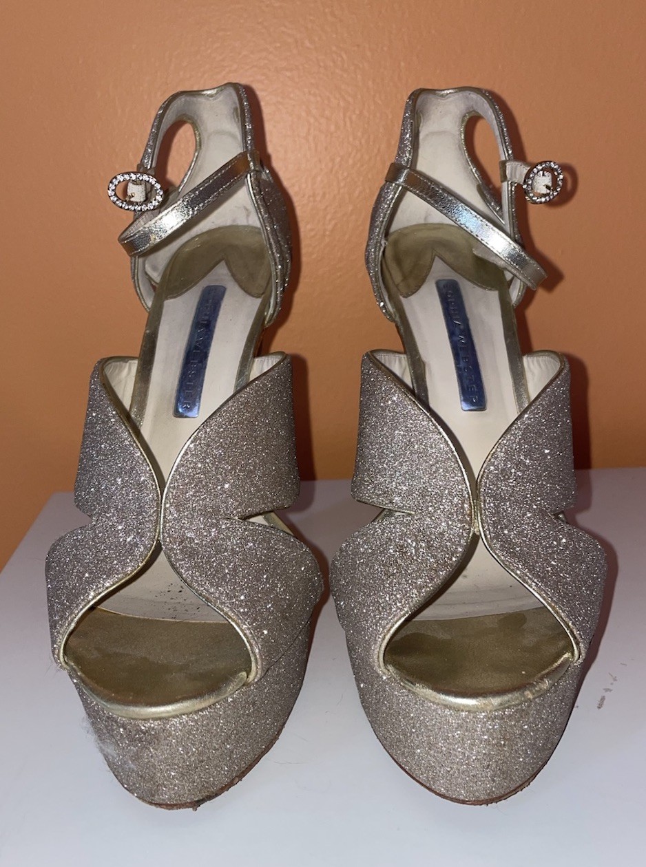 Sofia Webster gold Rita platform heels Women’s 8 … - image 1