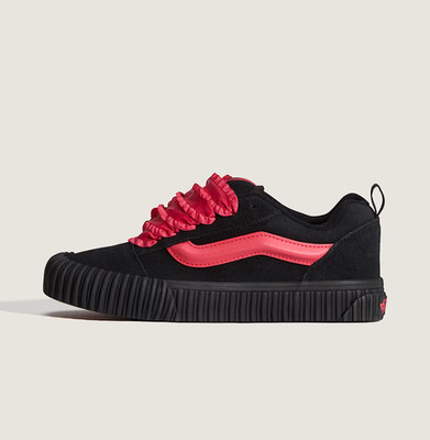 Vans Knu Skool Creeper Schuhe in Schwarz und Rot alle Größen begrenzter Bestand