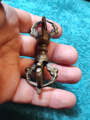 Messing handgefertigtes tibetisch buddhistisches Vajra Dorje Ritualobjekt 3,5 Zoll - Bild 5 von 6