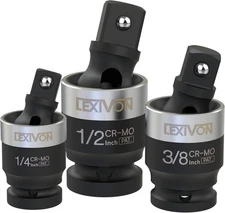 LEXIVON 3Pc Impact Universal Joint Set Slim Design Socket Swivel CR-MO Steel