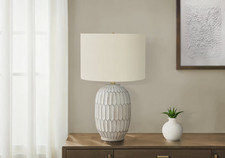 Table Lamp Lighting, 24"H, Table Lamp, Cream Resin, Ivory / Cream Shade, Transit