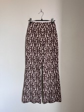 Other Stories Printed Knit Straight Leg Trouser in Brown Combo Size XS READ