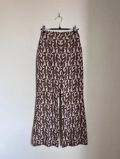 & Other Stories Printed Knit Straight Leg Trouser in Brown Combo Size XS *READ*